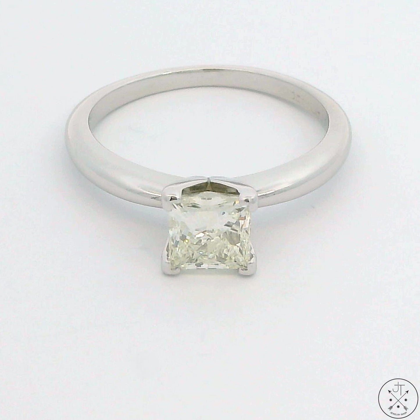 950 Platinum Solitaire Ring .89 Carat LSI1 Natural Diamond Size 6.75 Princess
