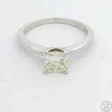 950 Platinum Solitaire Ring with .87 Carat Natural Diamond Size 6.75 Princess