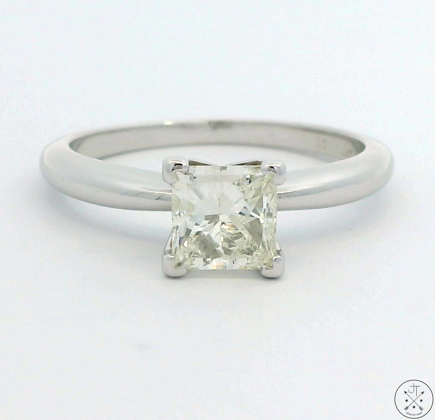 950 Platinum Solitaire Ring .89 Carat LSI1 Natural Diamond Size 6.75 Princess
