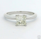 950 Platinum Solitaire Ring with .87 Carat Natural Diamond Size 6.75 Princess