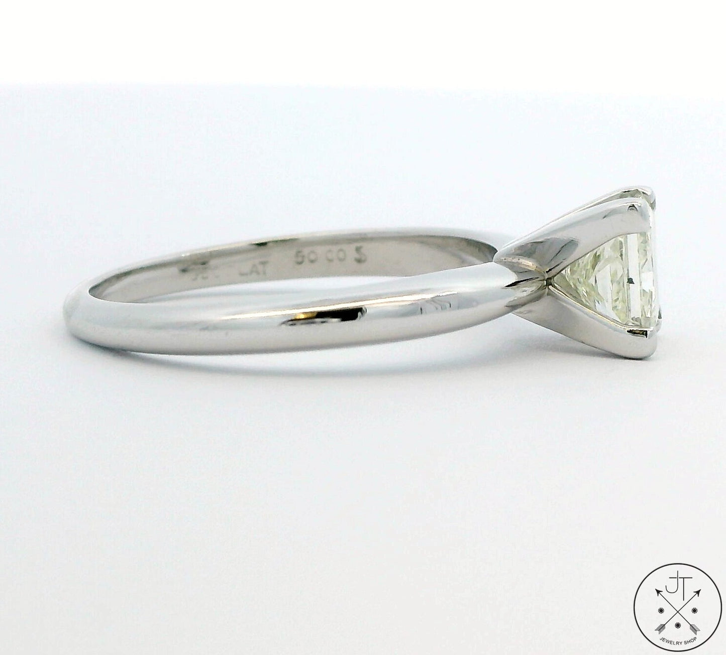 950 Platinum Solitaire Ring .89 Carat LSI1 Natural Diamond Size 6.75 Princess