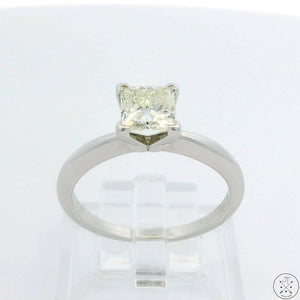 950 Platinum Solitaire Ring with .87 Carat Natural Diamond Size 6.75 Princess