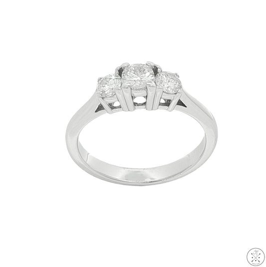 14k White Gold Past Present Future Ring with 1/2 ctw Diamonds Size 5