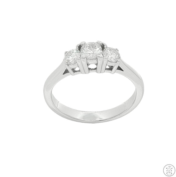 14k White Gold Past Present Future Ring with 1/2 ctw Diamonds Size 5