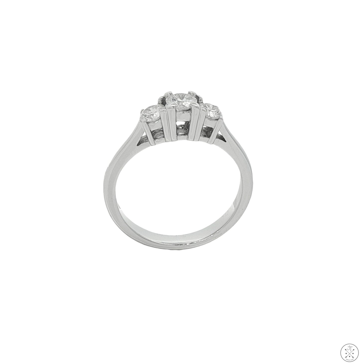 14k White Gold Past Present Future Ring with 1/2 ctw Diamonds Size 5