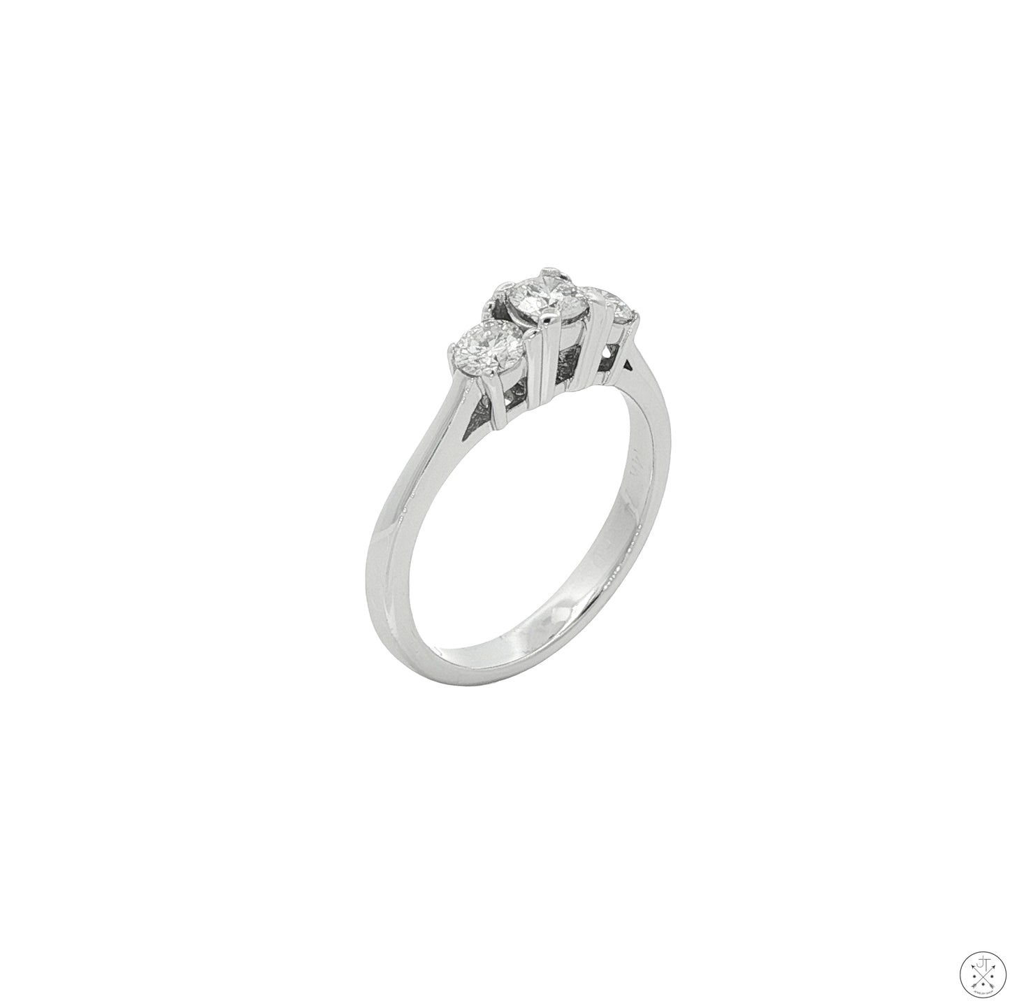14k White Gold Past Present Future Ring with 1/2 ctw Diamonds Size 5