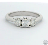 14k White Gold Past Present Future Ring with 1/2 ctw Diamonds Size 5