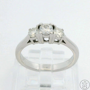 14k White Gold Past Present Future Ring with 1/2 ctw Diamonds Size 5