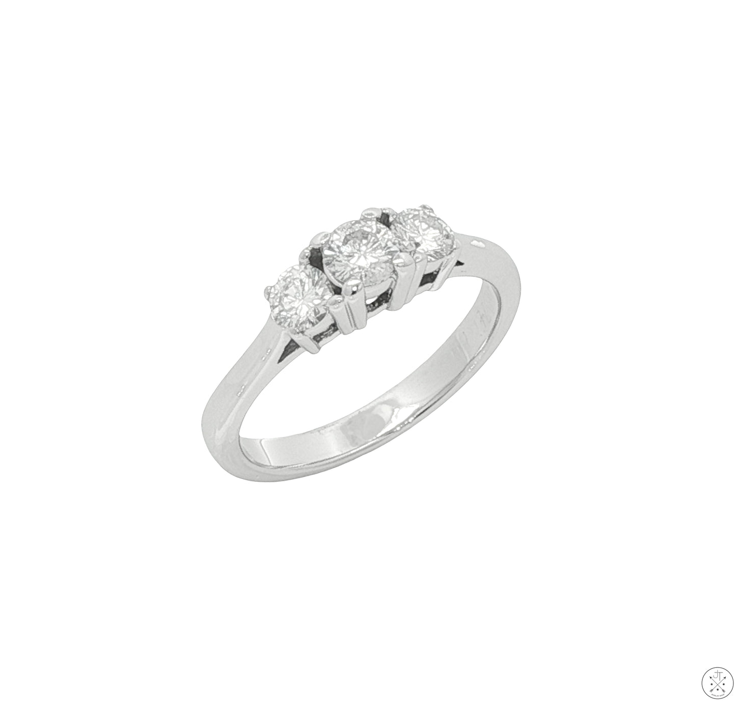14k White Gold Past Present Future Ring with 1/2 ctw Diamonds Size 5