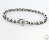 10k White Gold Tennis XO Bracelet with 1/4 ctw Diamonds 6.5 Inch