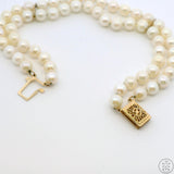 Vintage 14k Yellow Gold 7.25 Inch Pearl Bracelet 2-Row