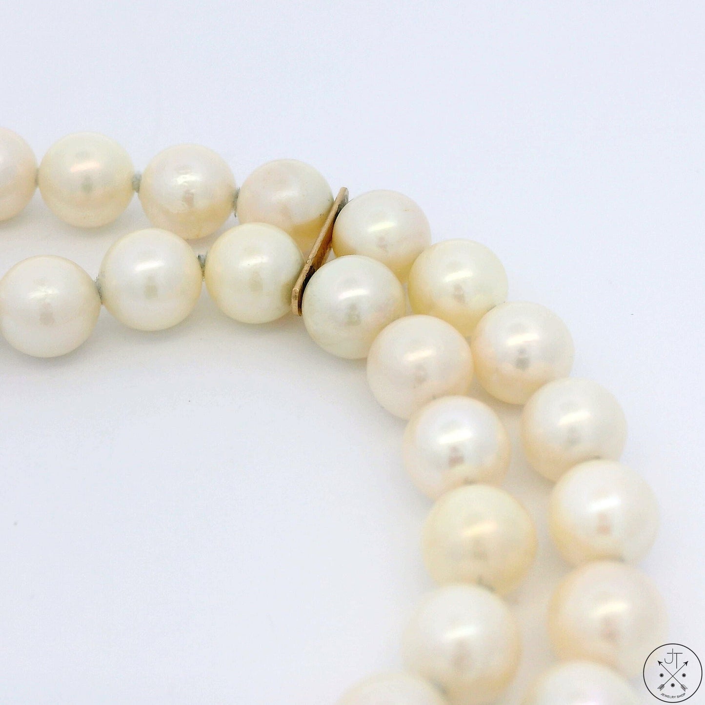 Vintage 14k Yellow Gold 7.25 Inch Pearl Bracelet 2-Row