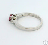 14k White Gold Past Present Future Ring with Pink Sapphire and Diamonds Size 5