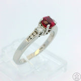 14k White Gold Past Present Future Ring with Pink Sapphire and Diamonds Size 5