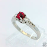 14k White Gold Past Present Future Ring with Pink Sapphire and Diamonds Size 5