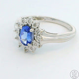 10k White Gold Ring with Tanzanite and Diamond Size 7