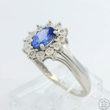 10k White Gold Ring with Tanzanite and Diamond Size 7