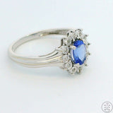 10k White Gold Ring with Tanzanite and Diamond Size 7