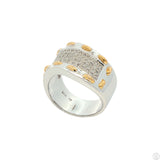 14k White Gold Wide Wave Band with 1/4 ctw Diamonds Size 9 Designer