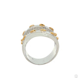14k White Gold Wide Wave Band with 1/4 ctw Diamonds Size 9 Designer