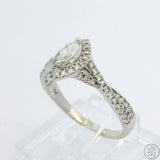 10k White Gold Marquise Halo Engagement Ring .38 ctw Diamonds Size 7 Nearly New