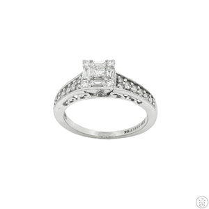 10k White Gold Engagement Ring with 1/2 ctw Diamonds Size 6.75 Keepsake Nearly New