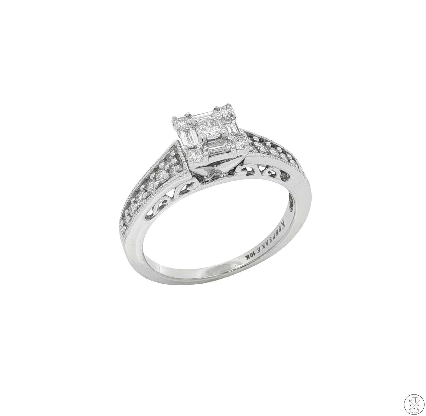 10k White Gold Engagement Ring with 1/2 ctw Diamonds Size 6.75 Keepsake Nearly New