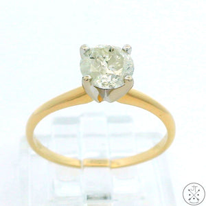 14k Yellow Gold Solitaire Ring with .96 Carat Natural Diamond Size 7.25 Engagement