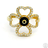 10k Yellow Gold Shamrock Clover Fashion Ring Size 7.5