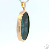 14k Yellow Gold Pendant with Opal Mosaic Butterfly on Onyx