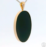 14k Yellow Gold Pendant with Opal Mosaic Songbird on Onyx