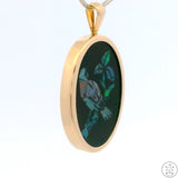 14k Yellow Gold Pendant with Opal Mosaic Songbird on Onyx