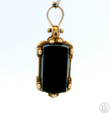 Antique Victorian 14k Yellow Gold Locket Pendant with Red and Black Agate