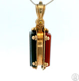 Antique Victorian 14k Yellow Gold Locket Pendant with Red and Black Agate