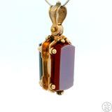 Antique Victorian 14k Yellow Gold Locket Pendant with Red and Black Agate