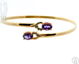 14k Yellow Gold Easy-on Bangle Amethyst and Diamond Size L/XL 7 in Bracelet Nearly New