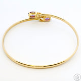 14k Yellow Gold Easy-on Bangle Amethyst and Diamond Size L/XL 7 in Bracelet Nearly New