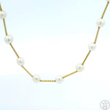 14k Yellow Gold 18 Inch Pearl Station Necklace