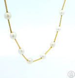 14k Yellow Gold 18 Inch Pearl Station Necklace