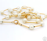 14k Yellow Gold 18 Inch Pearl Station Necklace