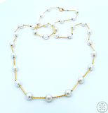 14k Yellow Gold 18 Inch Pearl Station Necklace