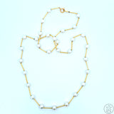 14k Yellow Gold 18 Inch Pearl Station Necklace