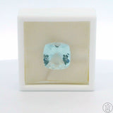 7.28 Carat Natural Aquamarine 13 x 13 Cushion Cut Faceted Checkerboard Gemstone AA