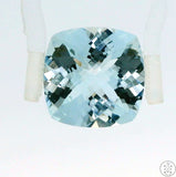 7.28 Carat Natural Aquamarine 13 x 13 Cushion Cut Faceted Checkerboard Gemstone AA