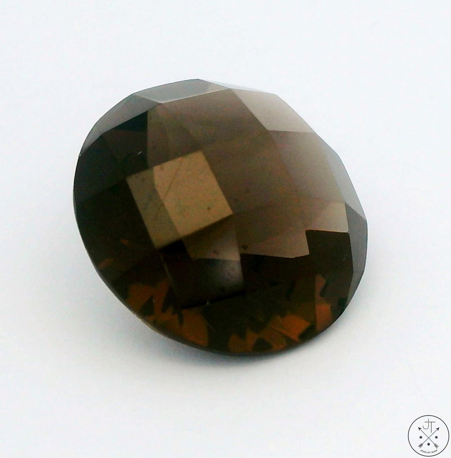 14 Carat Natural Smoky Quartz 16.7 mm Round Faceted Gemstone Checkerboard