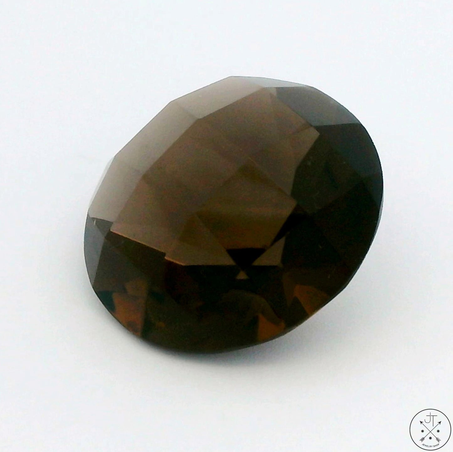 14 Carat Natural Smoky Quartz 16.7 mm Round Faceted Gemstone Checkerboard