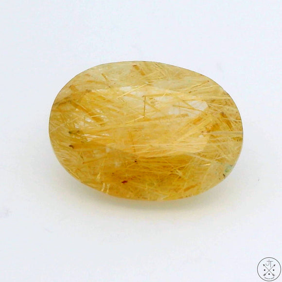 7.94 Carat Golden Rutilated Quartz 16 x 12 mm Oval Natural Gemstone