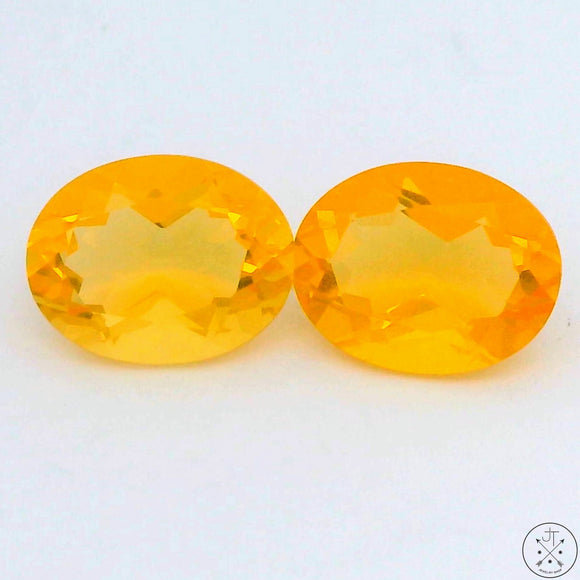 1.3 ctw Fire Opal Pair 9 x 7 mm Oval Natural Gemstone