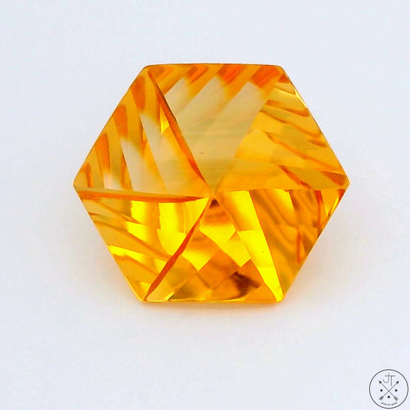 5.08 carat Natural Citrine 12 mm Fantasy Cut Hexagon Gemstone