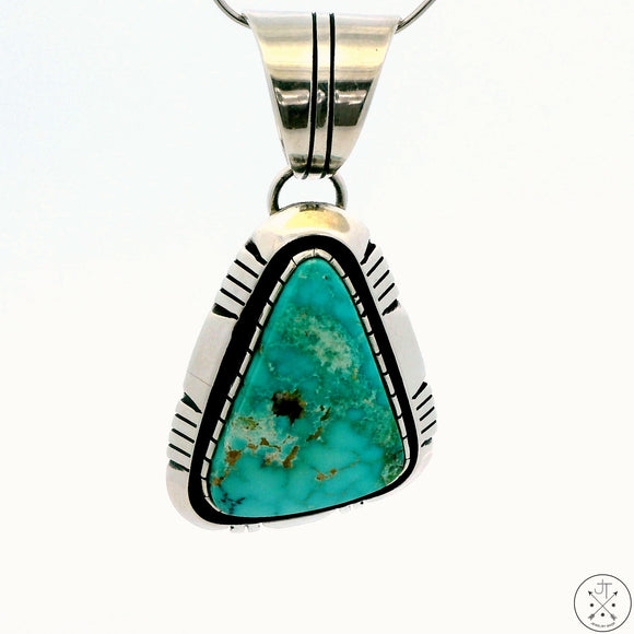 Vintage Sterling Silver Pendant Turquoise Mountain Mine Unsigned Large Bale